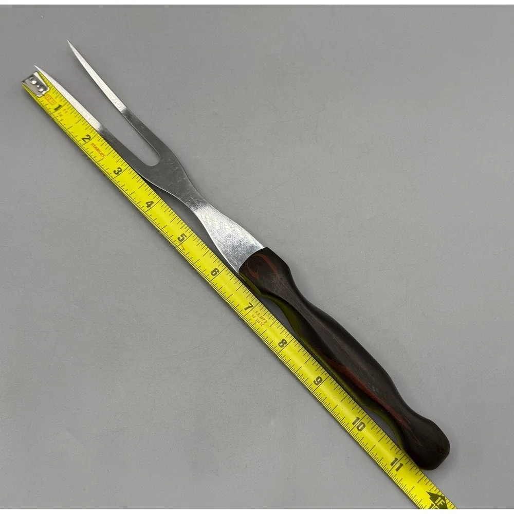 Cutco 1027 Vintage Carving Fork Stainless Steel Brown Swirl Handle USA 11in